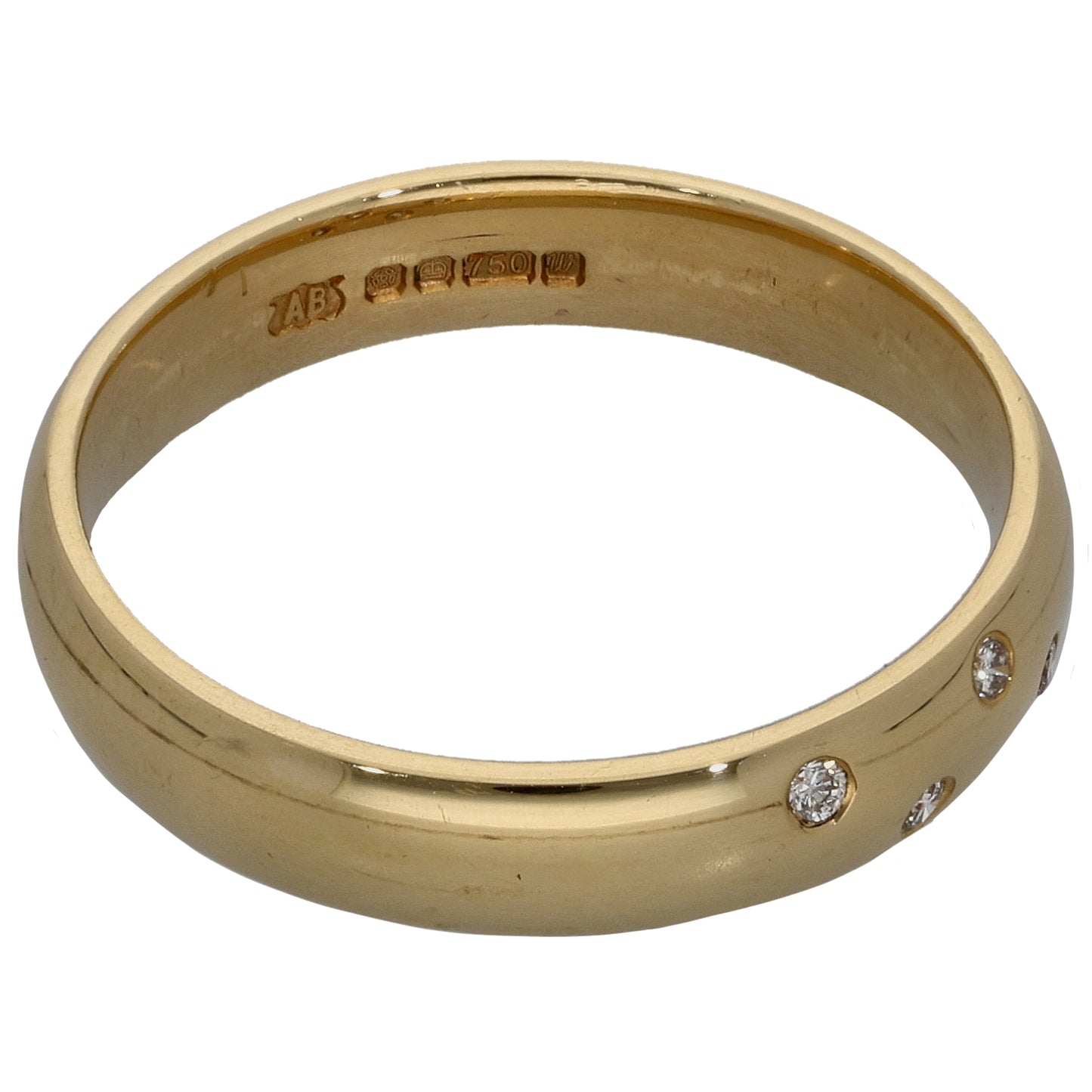 18ct Gold 0.04ct Diamond Patterned Wedding Ring Size M