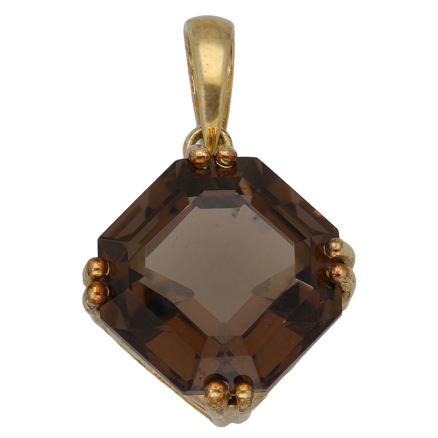 9ct Gold Smoky Quartz Single Stone Pendant