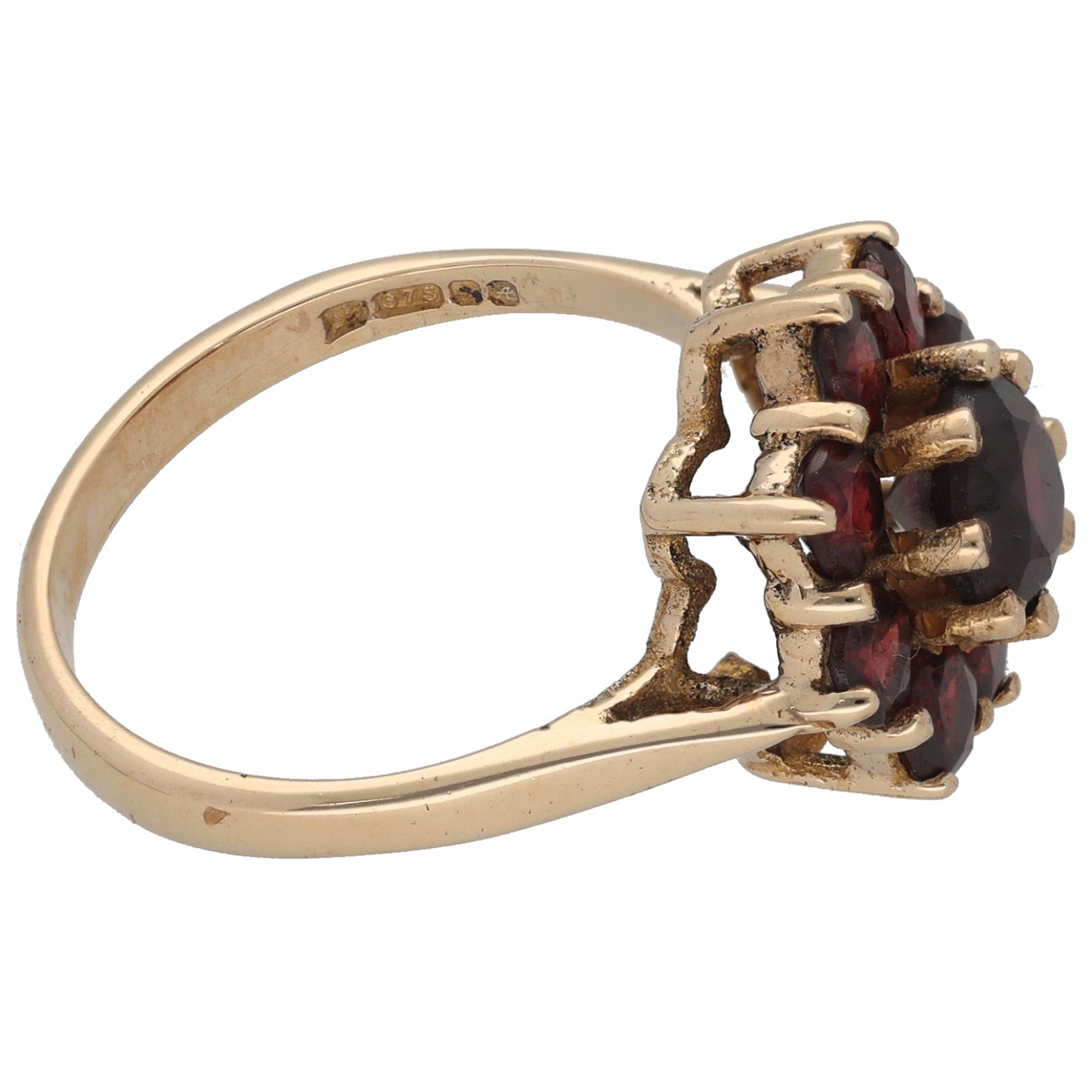 9ct Gold Garnet Cluster Ring Size N