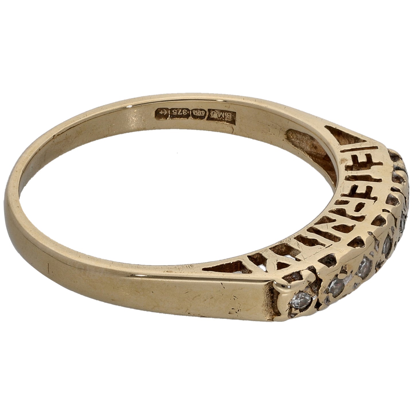9ct Gold 0.035ct Diamond Half Eternity Ring Size M