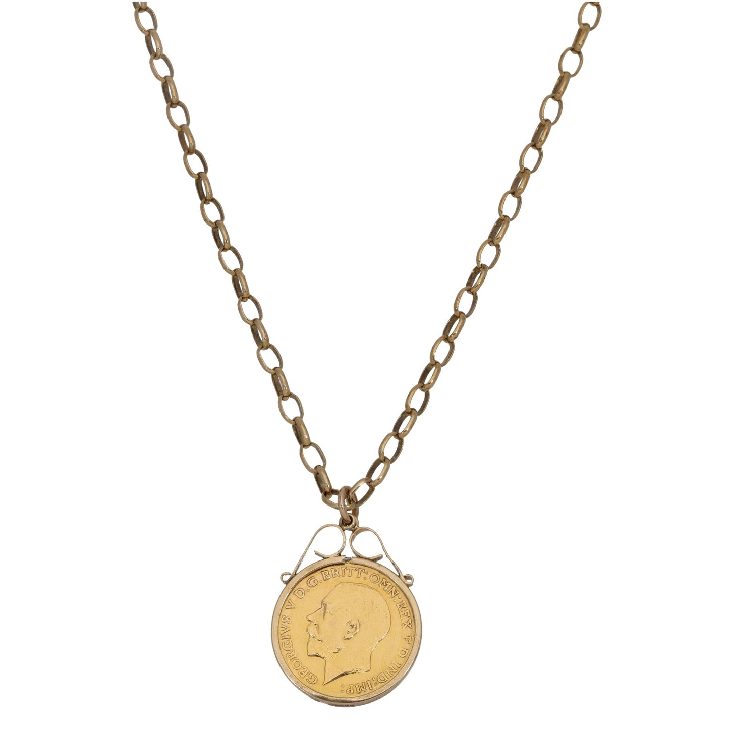 9ct Gold Half Sovereign Coin Pendant With Chain