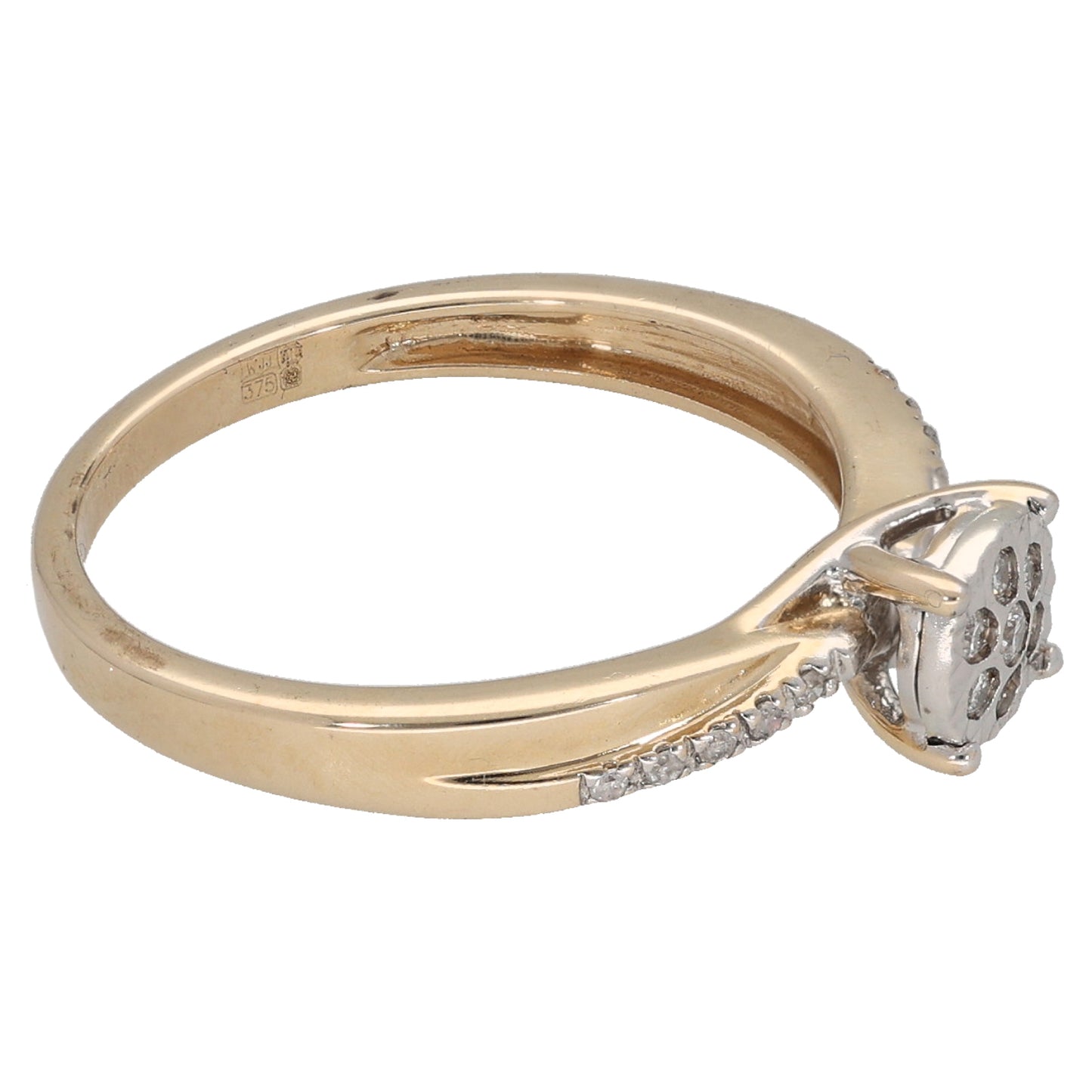 9ct Gold 0.10ct Diamond Cluster Ring Size K
