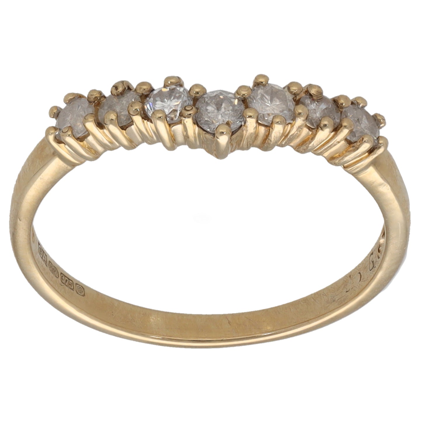 9ct Gold 0.35ct Diamond Wishbone Ring Size L