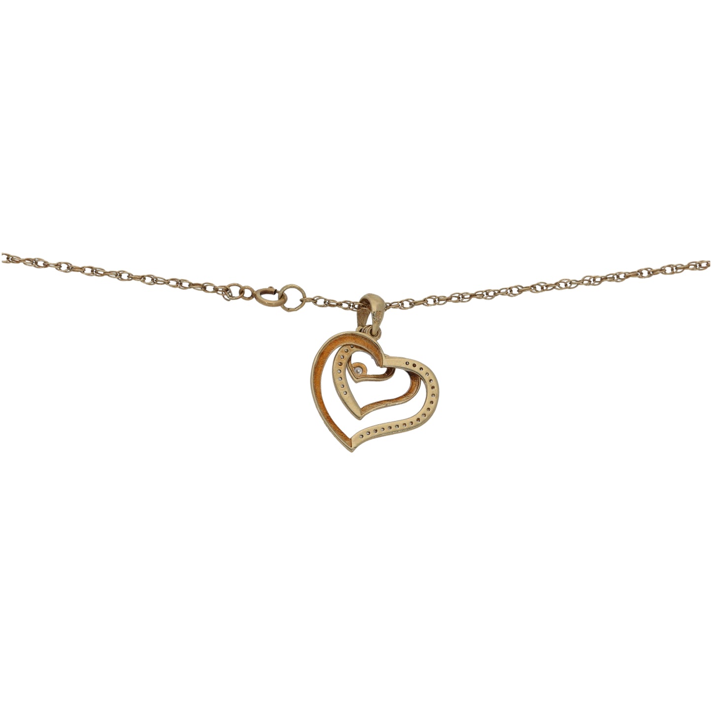 9ct Gold Cubic Zirconia Heart Pendant With Chain