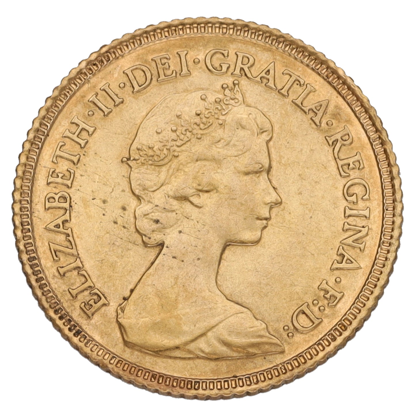 22ct Gold Queen Elizabeth II Half Sovereign Coin 1982