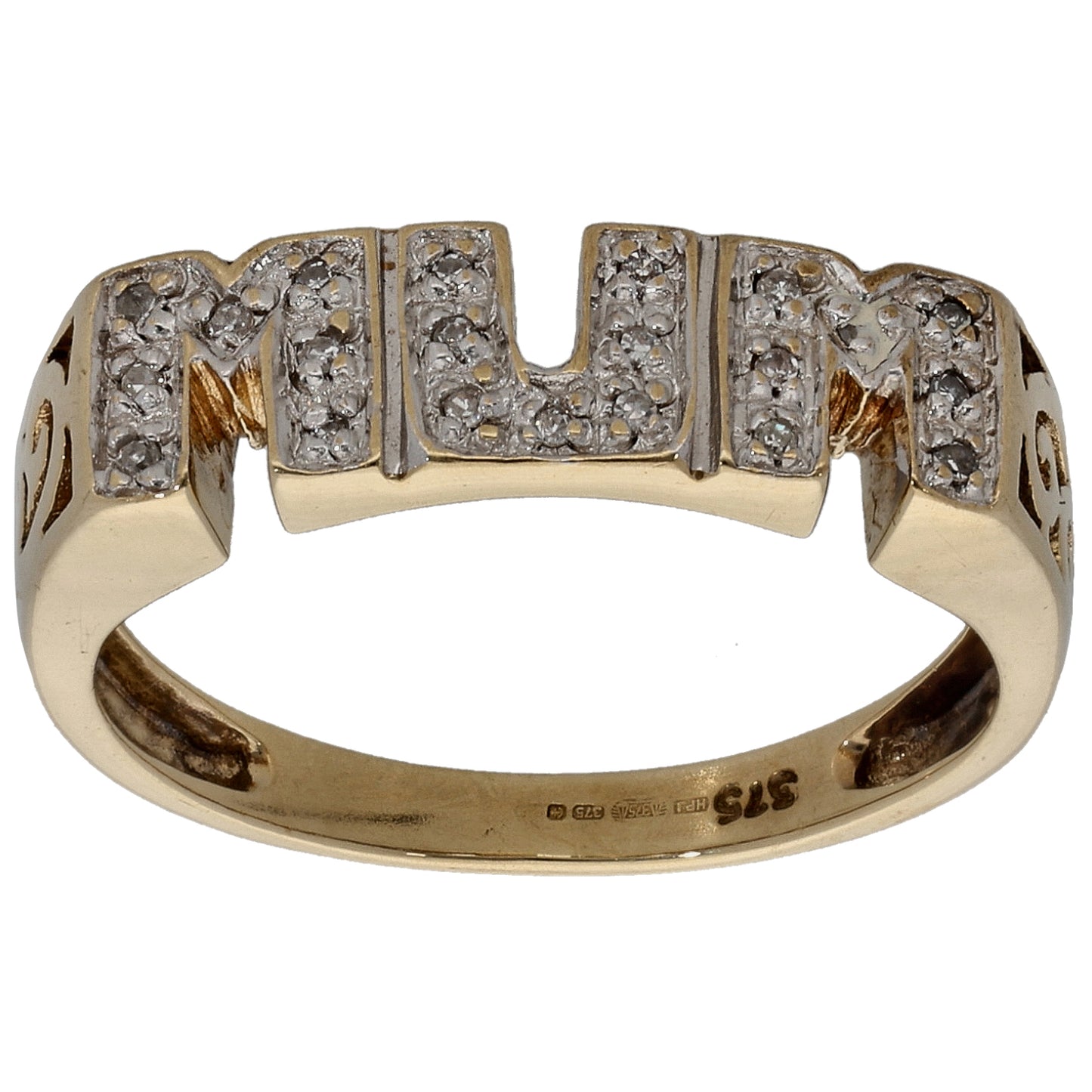 9ct Gold 0.105ct Diamond Mum/Mother Ring Size L