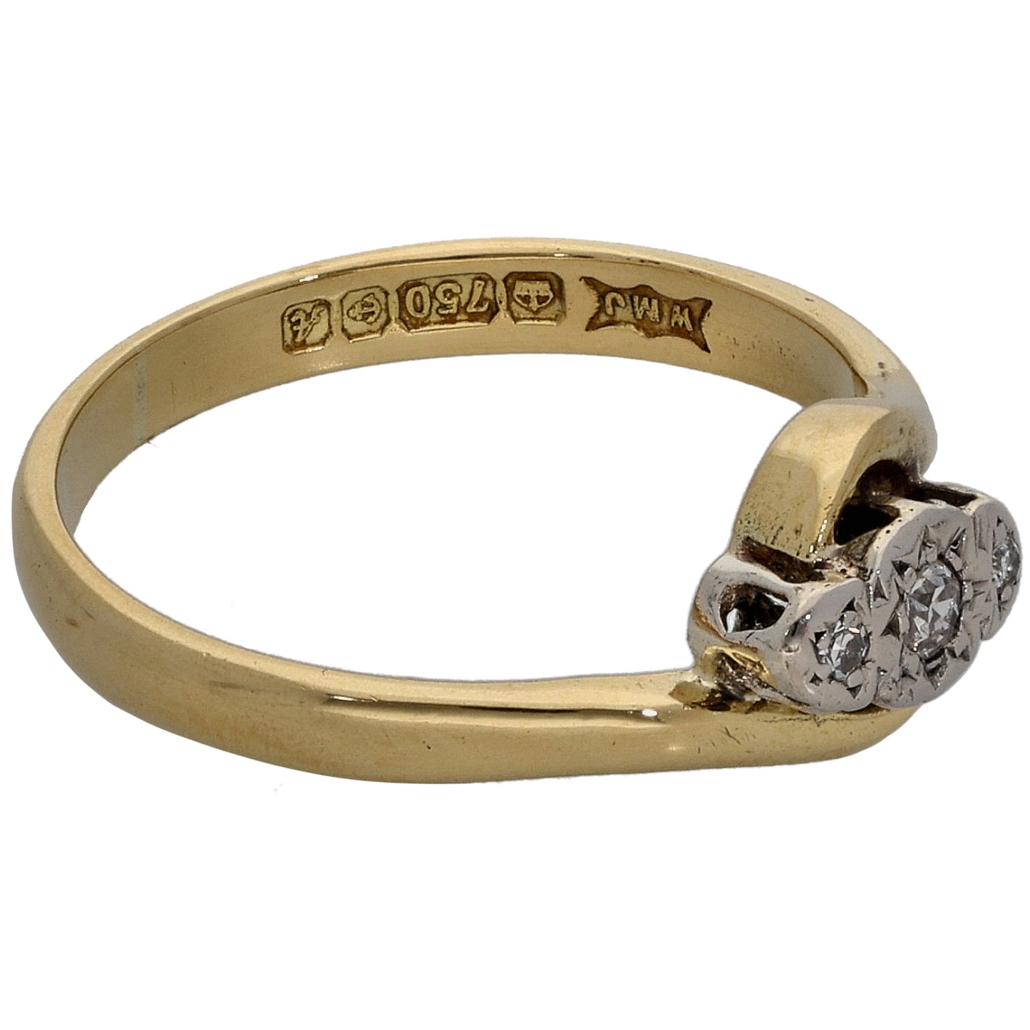 9ct Gold 0.05ct Diamond Trilogy Ring Size K