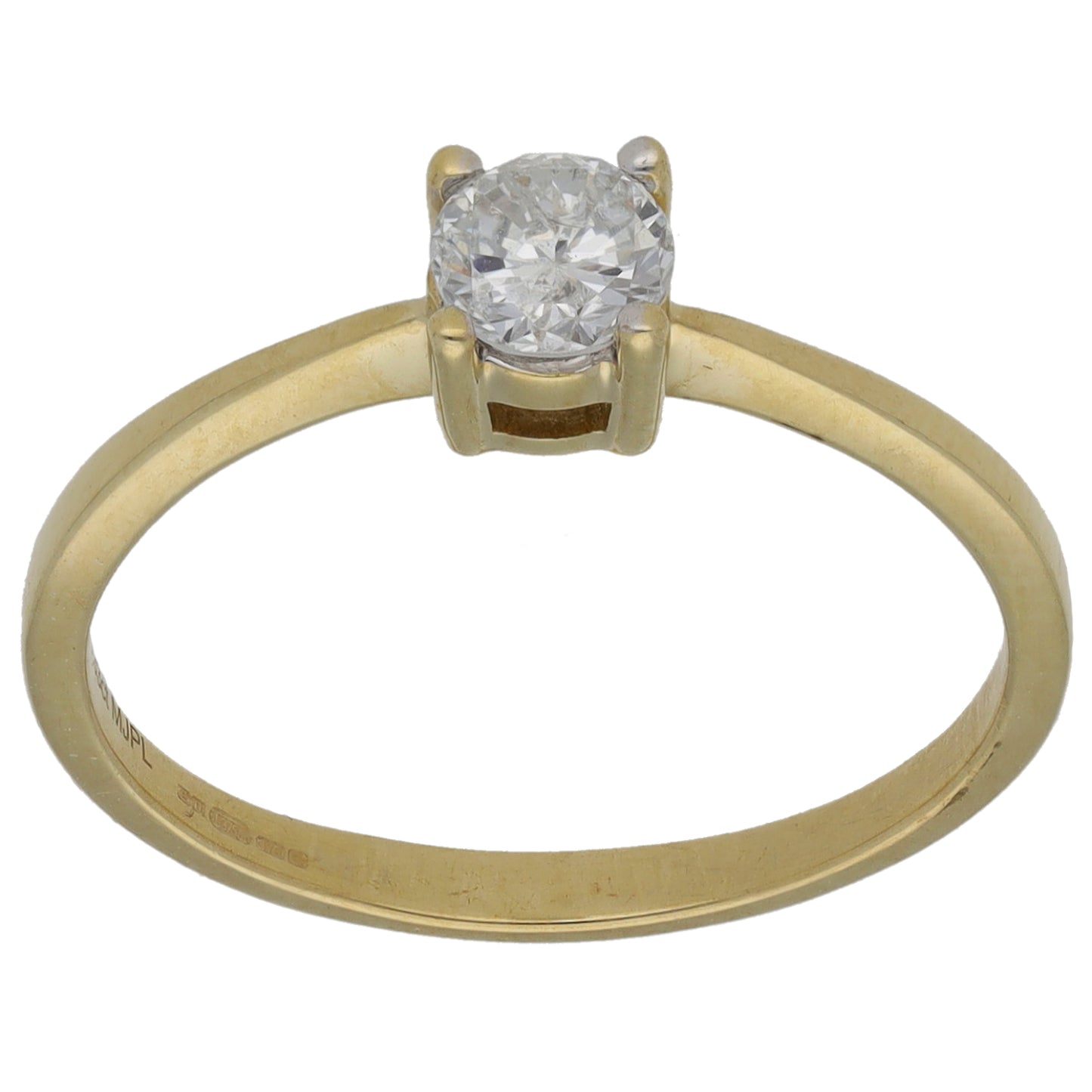 9ct Gold 0.33ct Round Diamond Solitaire Ring Size N