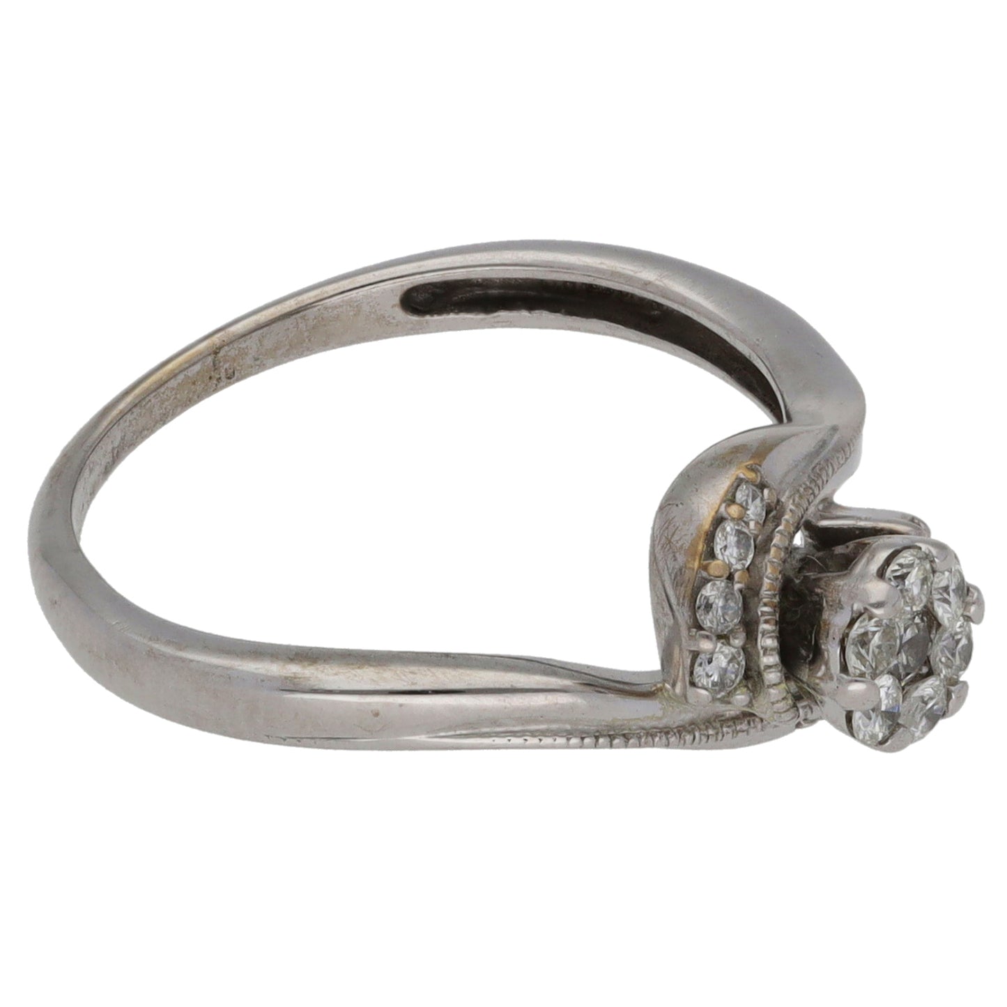 9ct White Gold 0.15ct Diamond Dress/Cocktail Ring Size M
