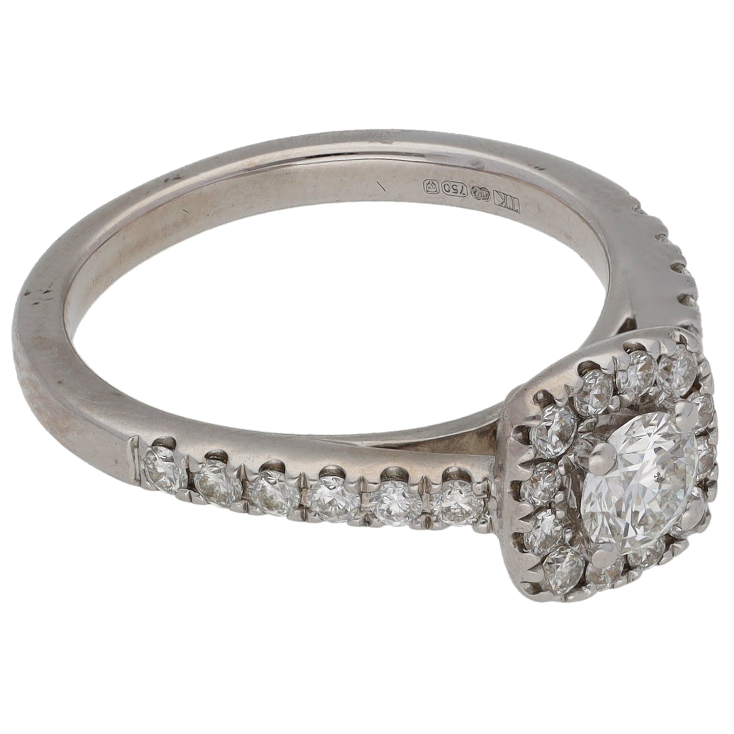 18ct White Gold 0.77ct Diamond Cluster Ring Size K