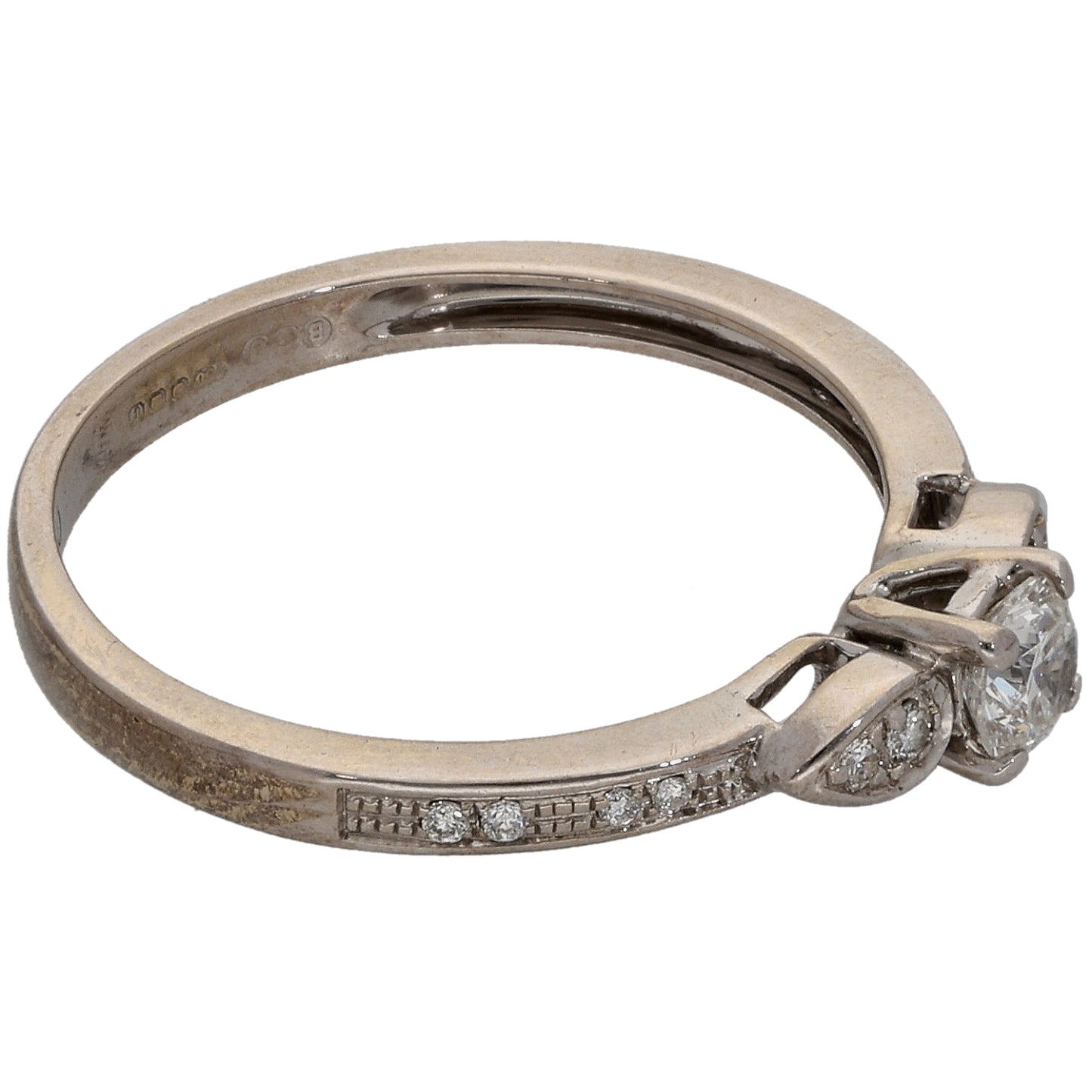 18ct Gold 0.26ct Diamond Solitaire Ring With Accent Stones Size M