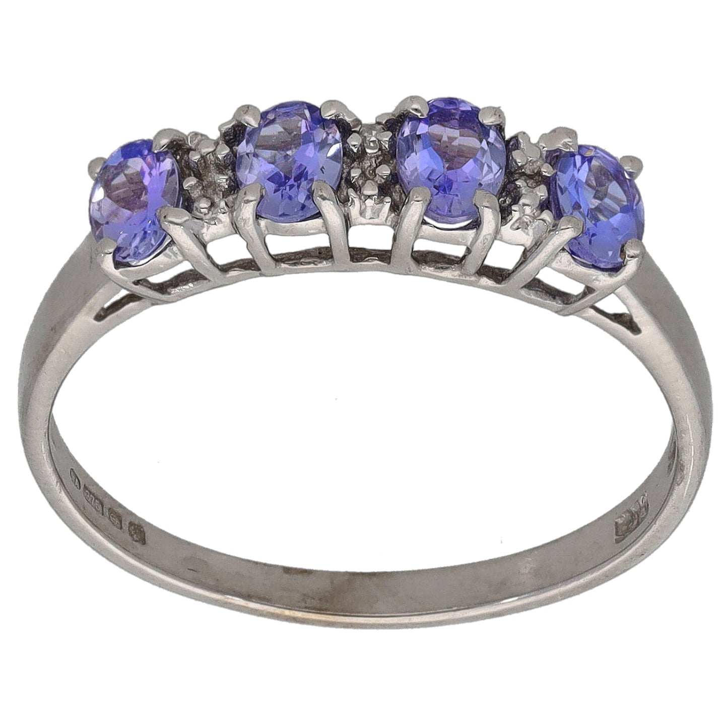 9ct White Gold Tanzanite Dress/Cocktail Ring Size P
