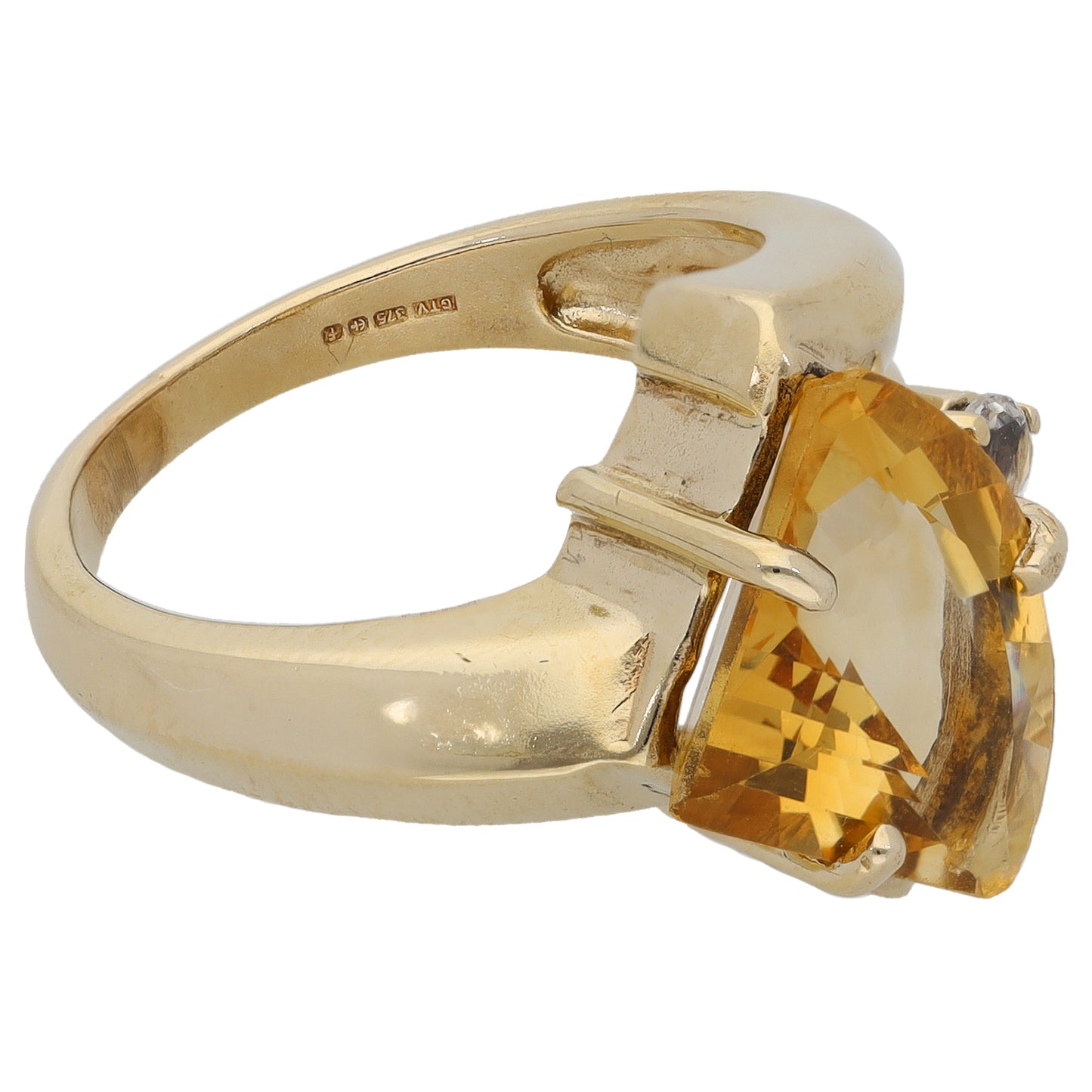 9ct Gold Citrine & Cubic Zirconia Dress/Cocktail Ring Size N
