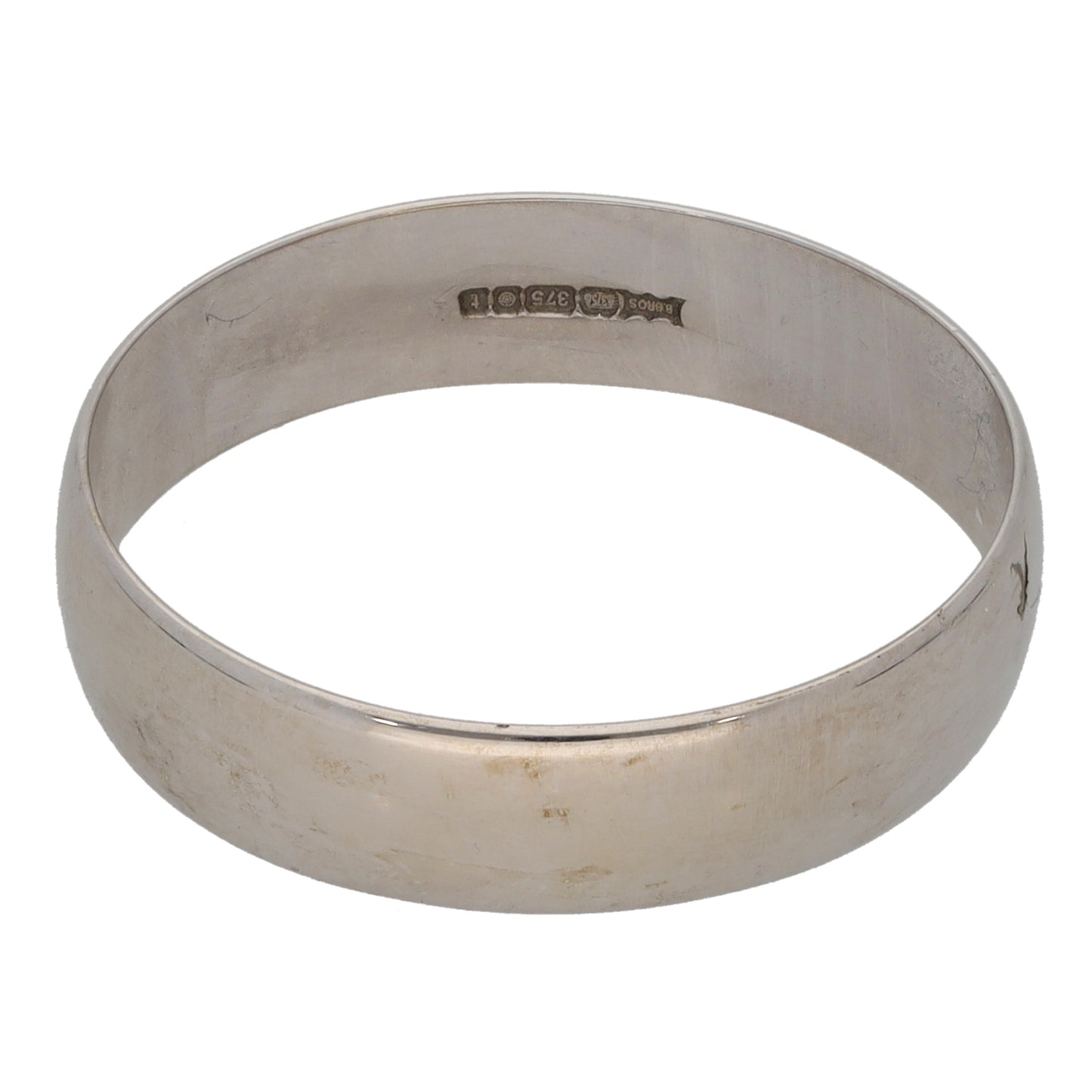 9ct White Gold Plain Wedding Ring Size U