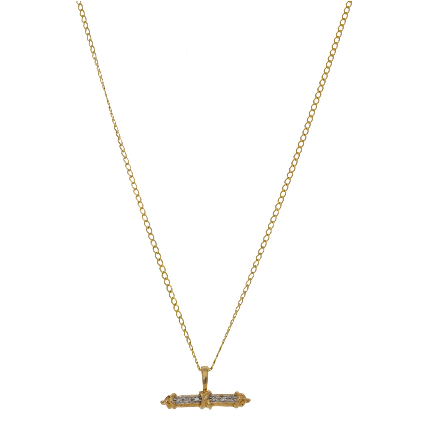9ct Gold 0.03ct Diamond Alternative Pendant With Chain