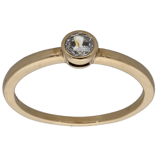 9ct Gold Cubic Zirconia Single Stone Ring Size Q