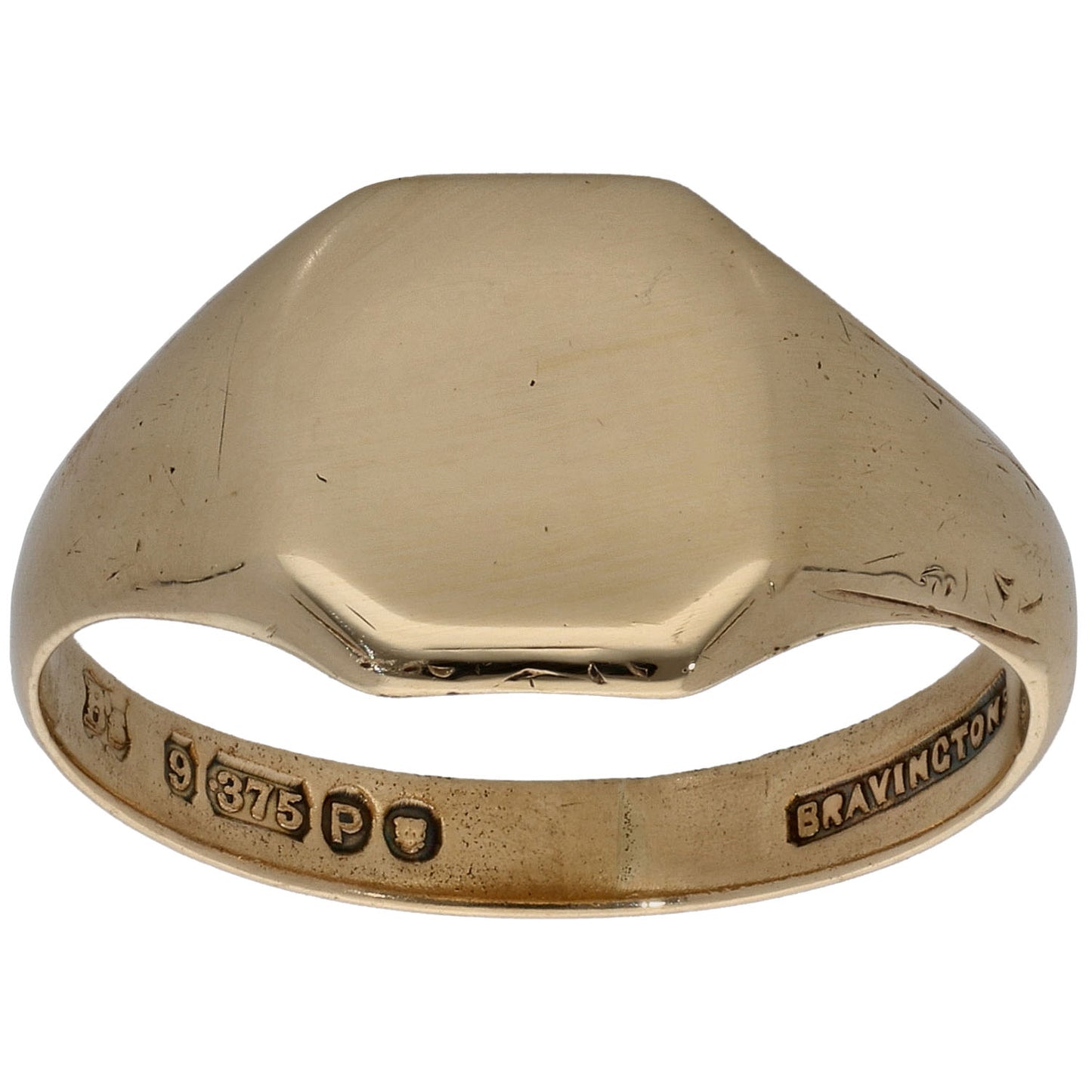 9ct Gold Plain Signet Ring Size Q