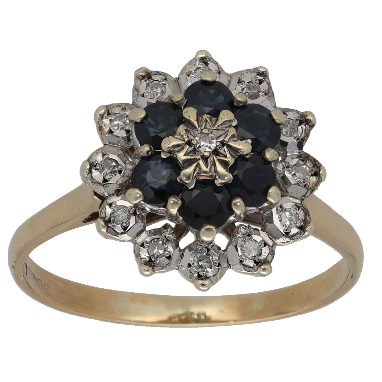 9ct Gold 0.13ct Diamond & Sapphire Dress/Cocktail Ring Size W