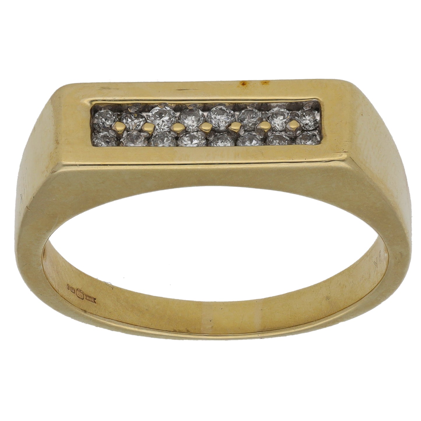 9ct Gold 0.32ct Diamond Signet Ring Size Y