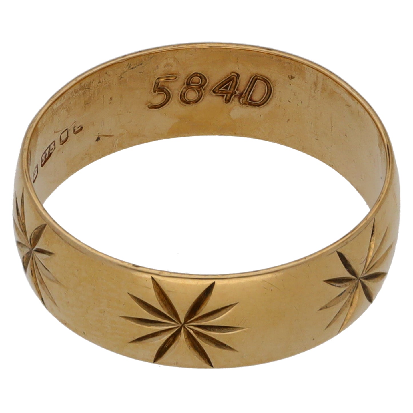 9ct Gold Patterned Wedding Ring Size M