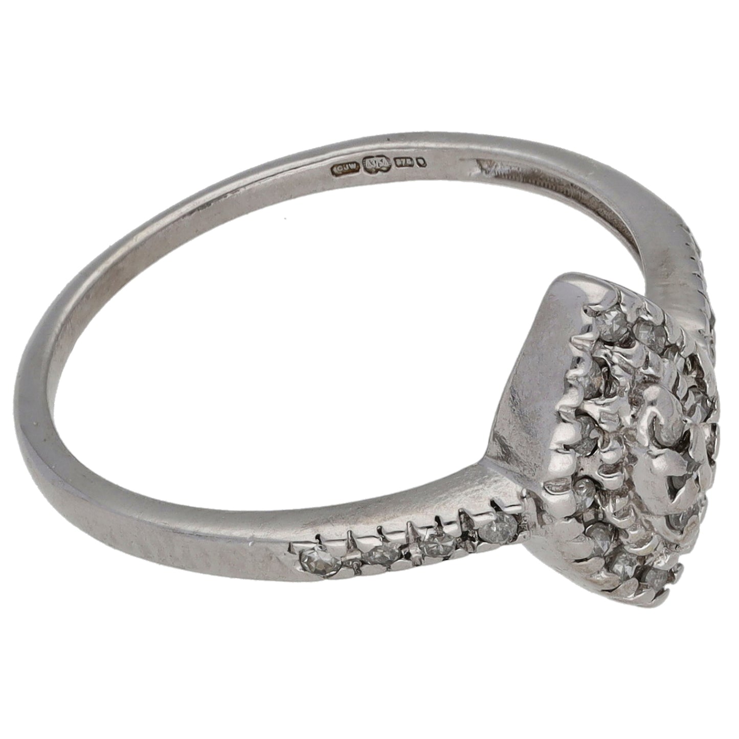 9ct White Gold 0.15ct Diamond Dress/Cocktail Ring Size N