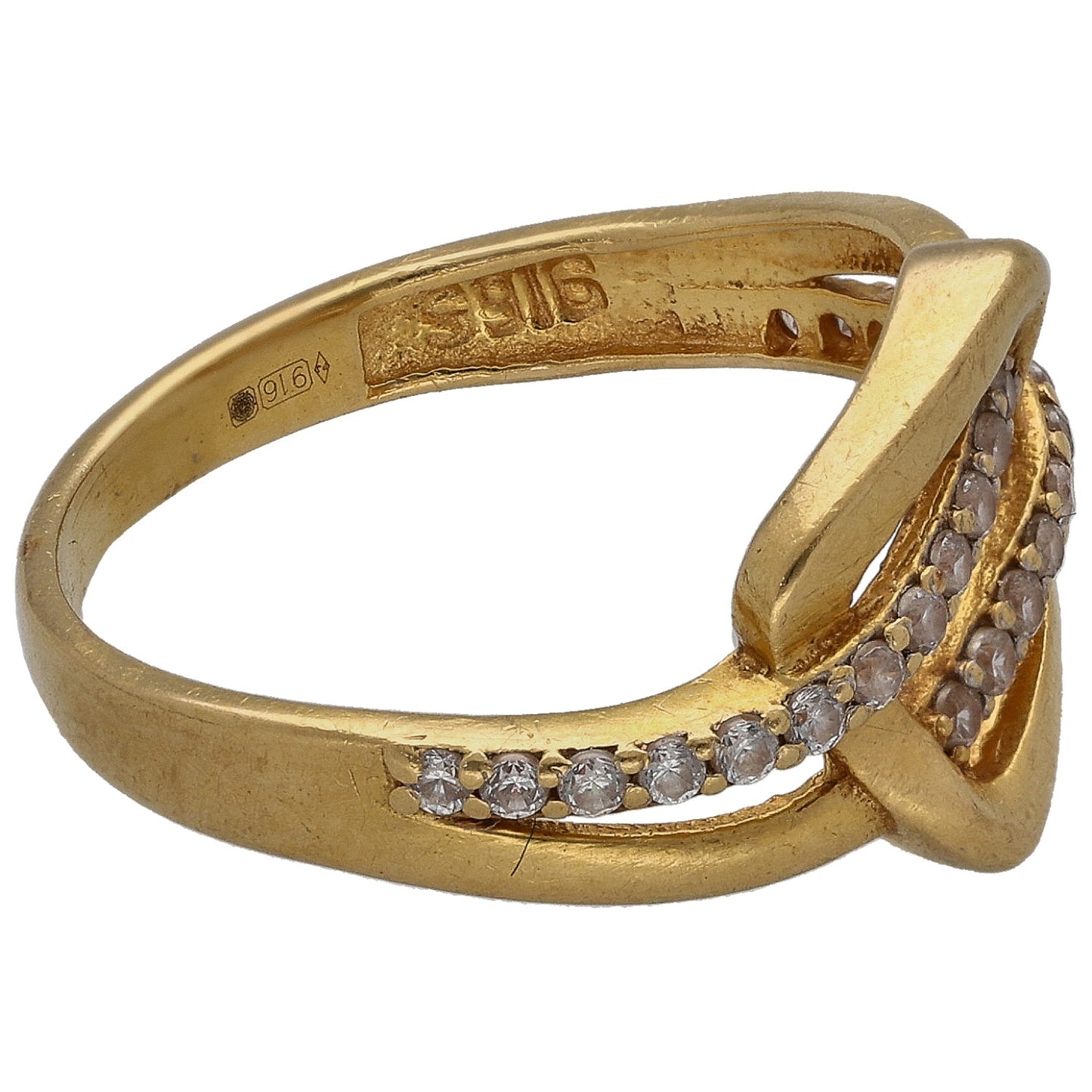 22ct Gold Cubic Zirconia Dress/Cocktail Ring Size M
