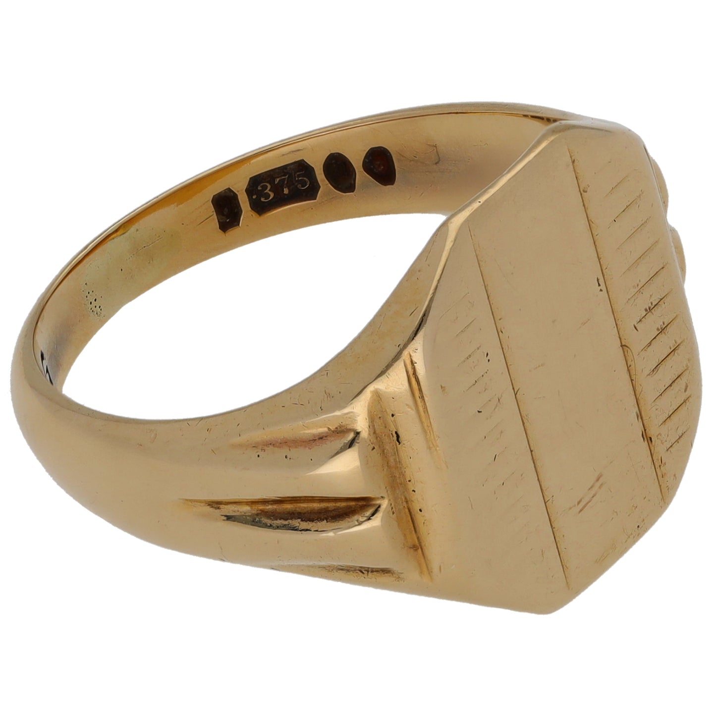 9ct Gold Patterned Signet Ring Size T