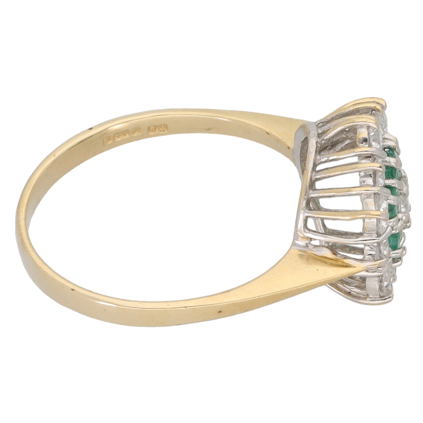 9ct Gold Emerald & Cubic Zirconia Dress/Cocktail Ring Size O