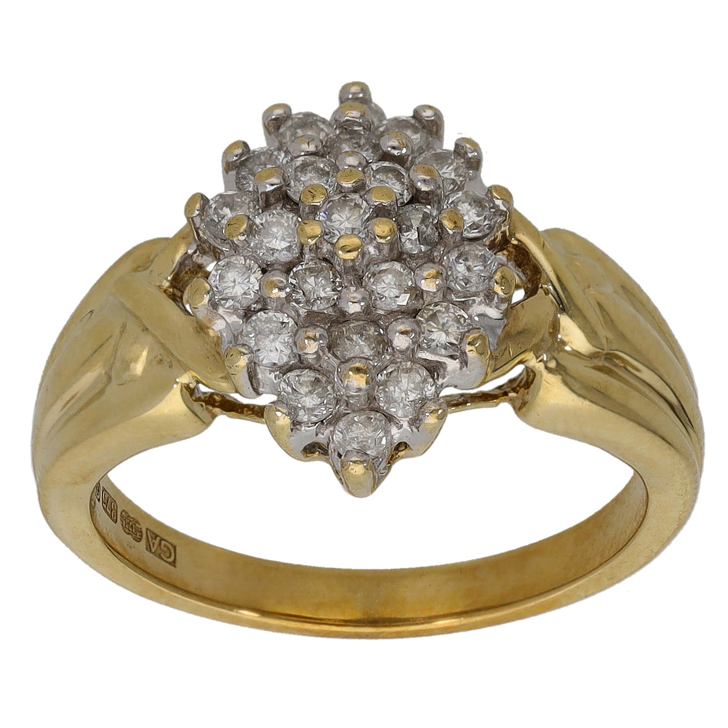 9ct Gold 0.50ct Diamond Cluster Ring Size M