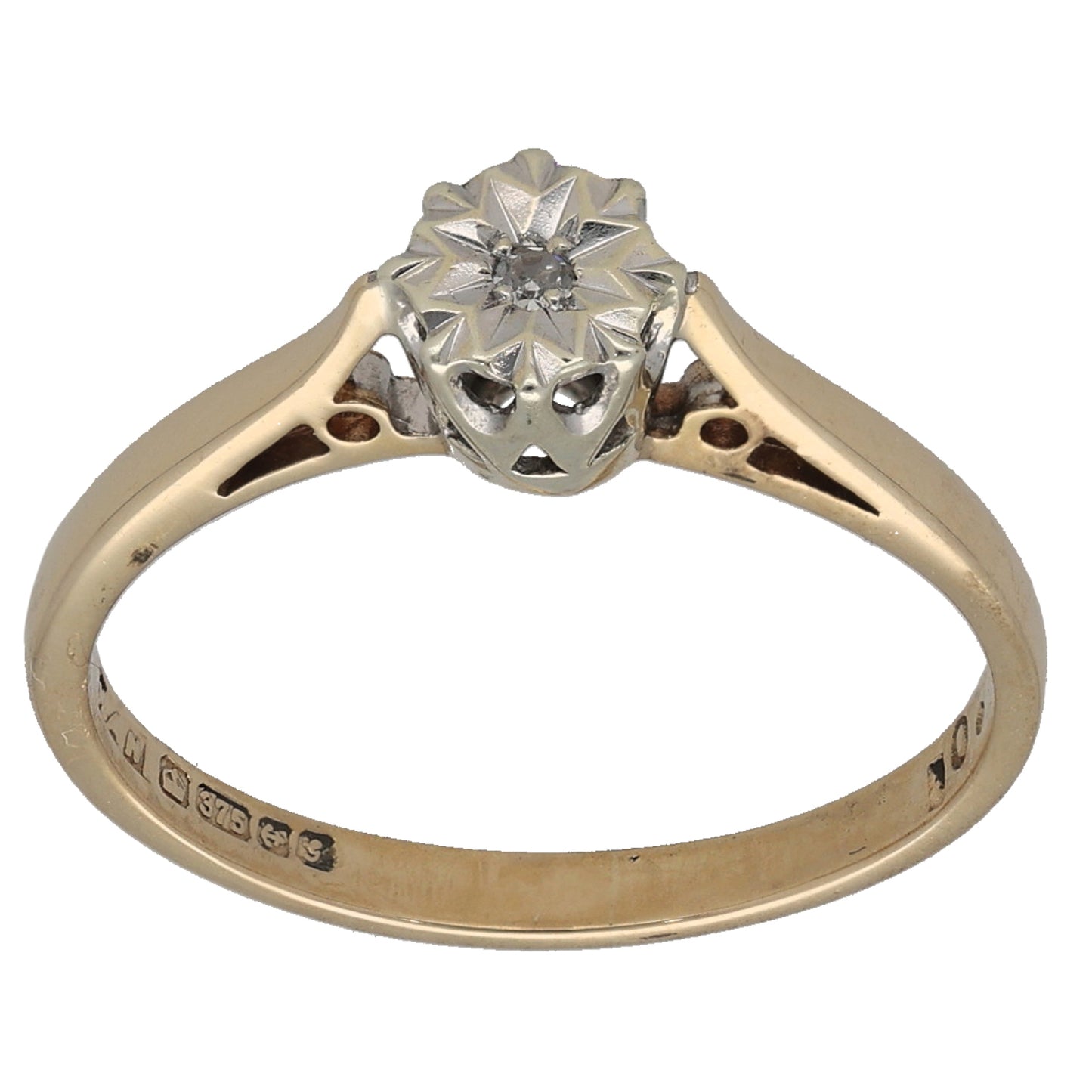 9ct Gold 0.01ct Diamond Solitaire Ring Size N