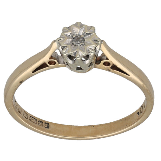9ct Gold 0.01ct Diamond Solitaire Ring Size N