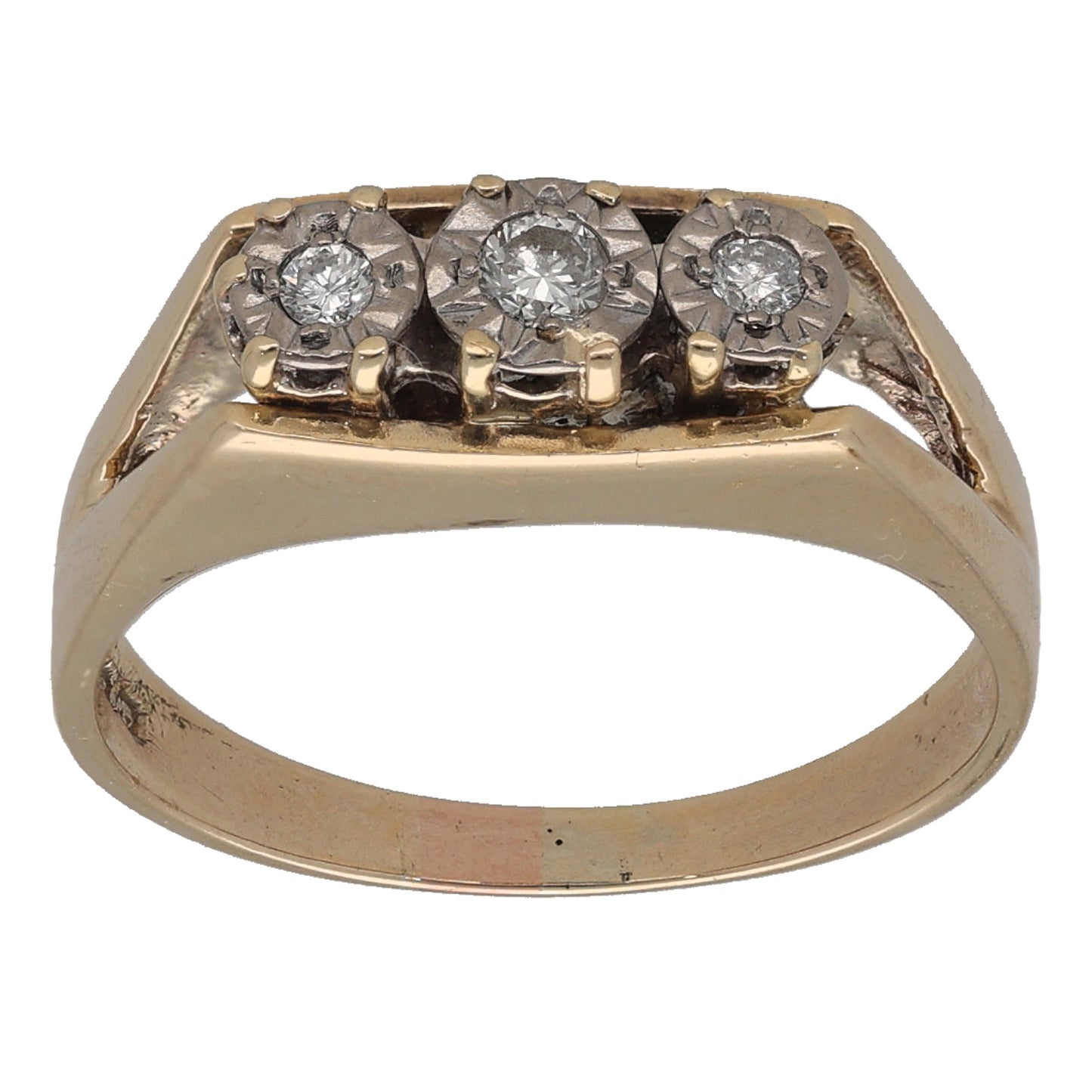 9ct Gold 0.10ct Diamond Trilogy Ring Size M