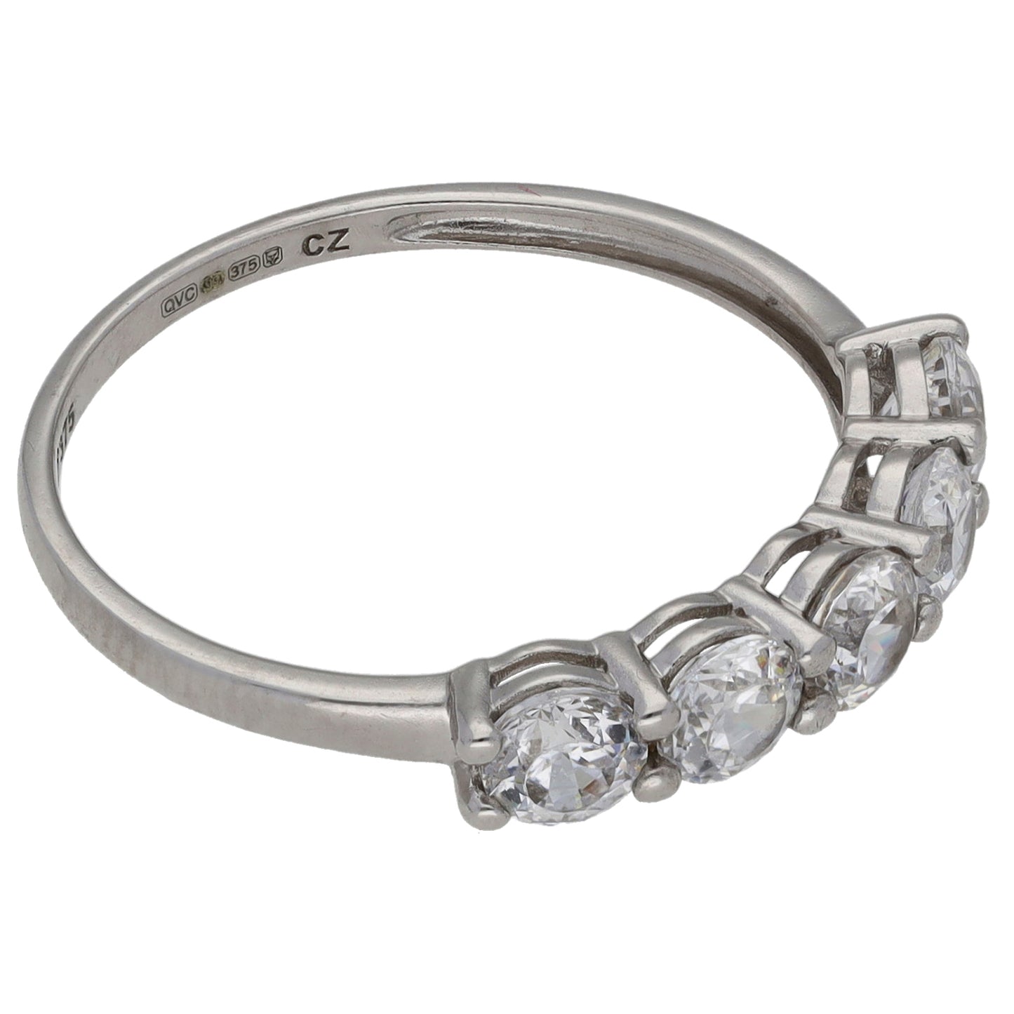 9ct White Gold Cubic Zirconia Half Eternity Ring Size R