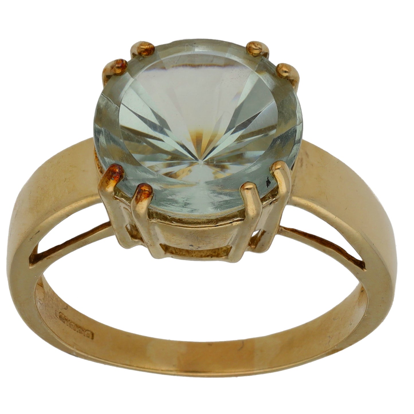 9ct Gold Green Quartz Single Stone Ring Size S