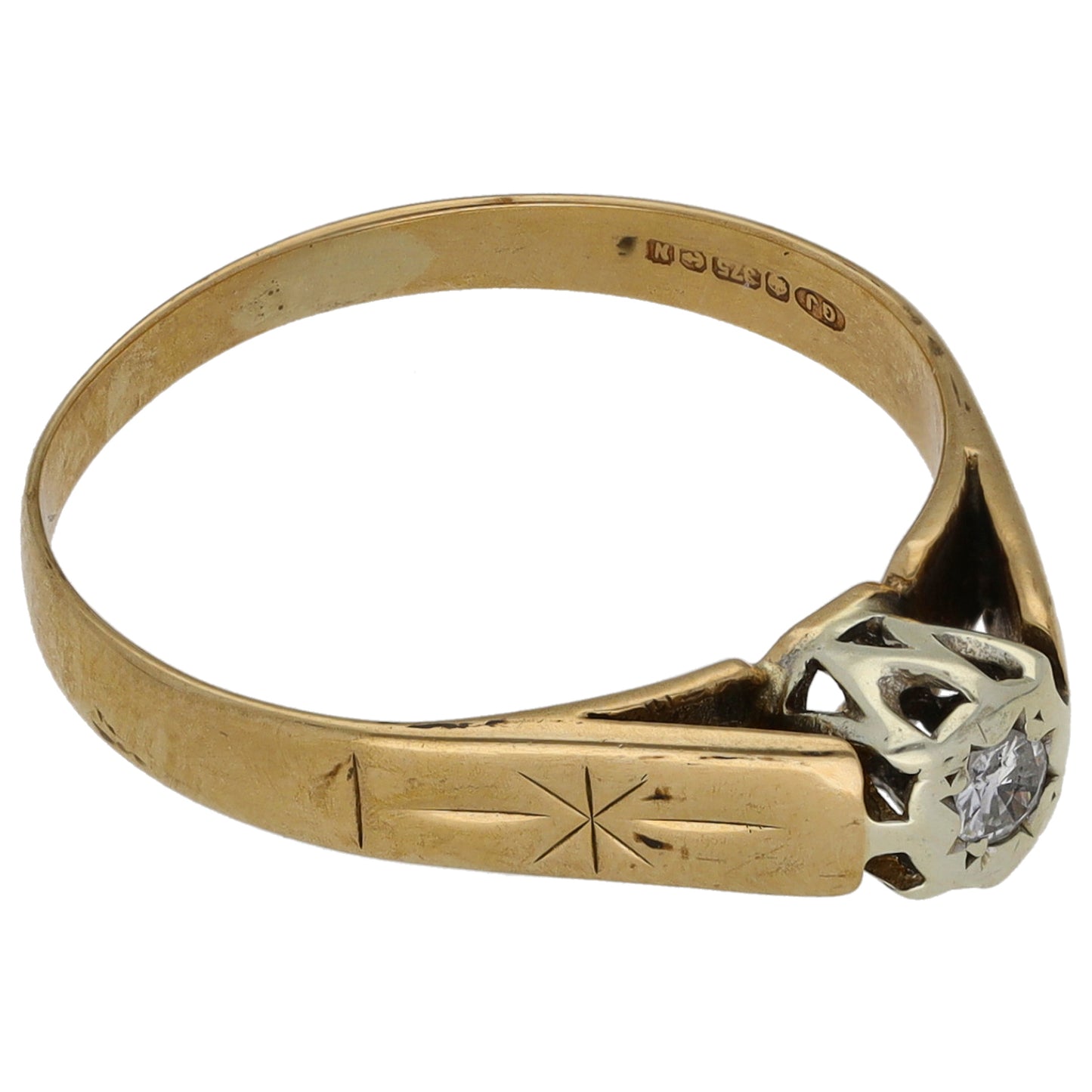 9ct Gold 0.04ct Diamond Solitaire Ring Size M
