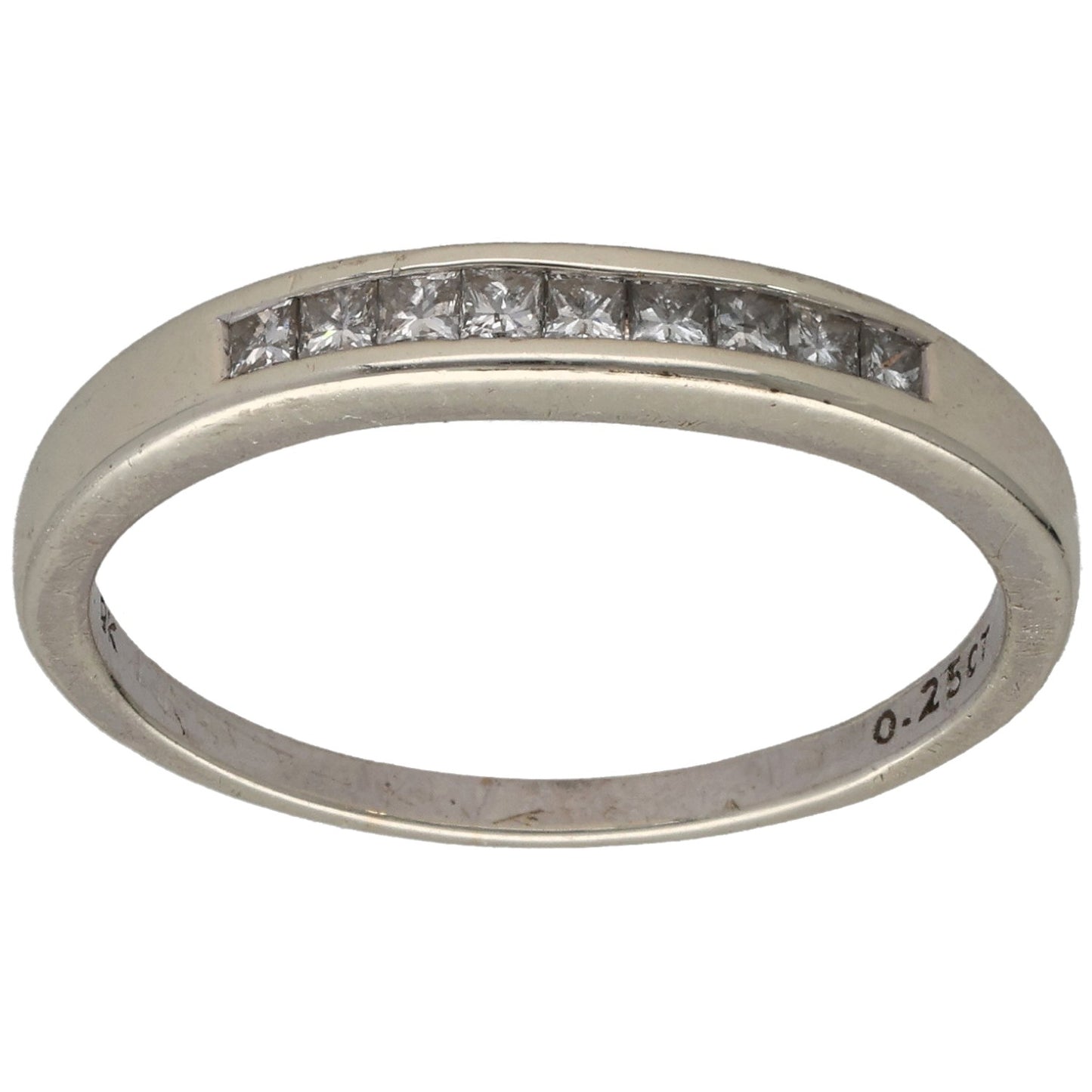 9ct White Gold 0.25ct Diamond Half Eternity Ring Size P