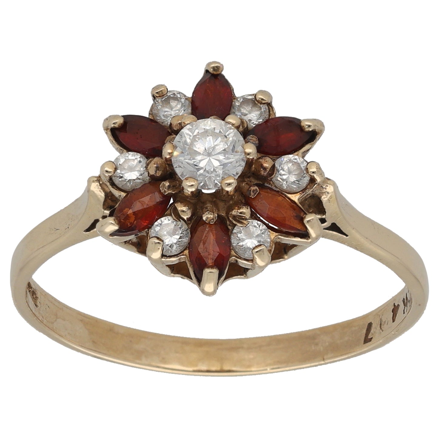 9ct Gold Garnet & Cubic Zirconia Dress/Cocktail Ring Size U