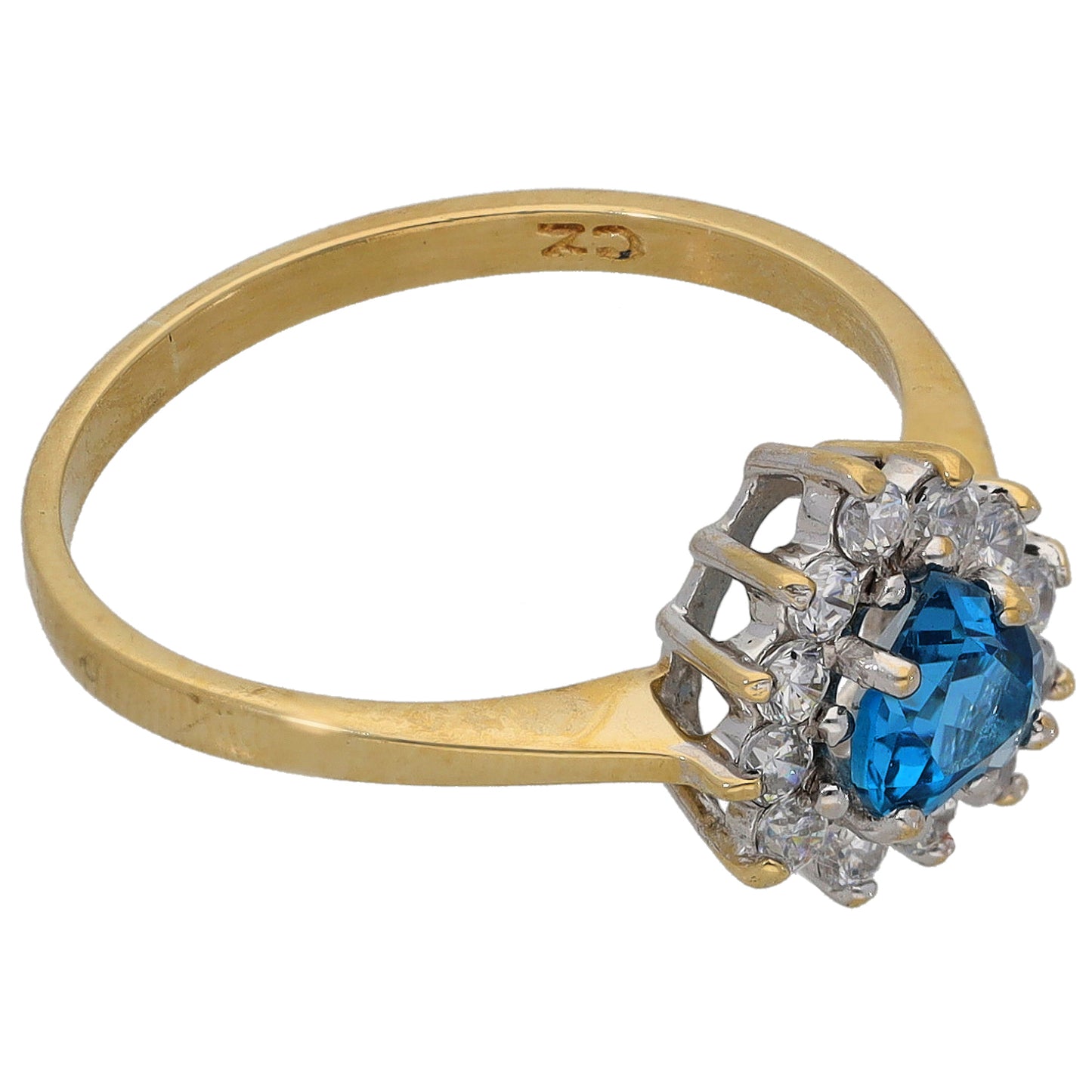 9ct Gold Topaz & Cubic Zirconia Dress/Cocktail Ring Size N
