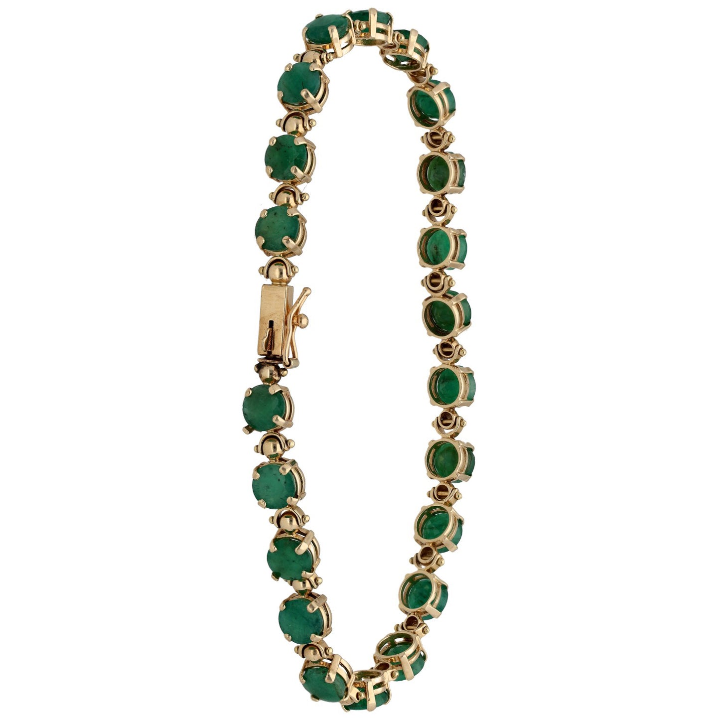9ct Gold Emerald Fancy Stone Set Bracelet