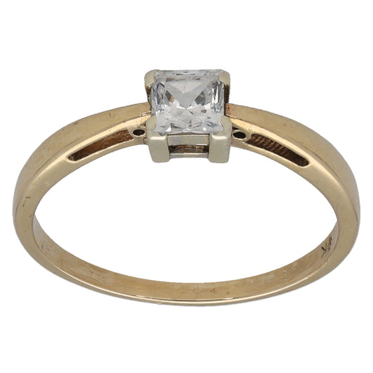 9ct Gold Cubic Zirconia Single Stone Ring Size N