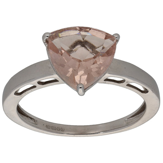 9ct White Gold Morganite Single Stone Ring Size N