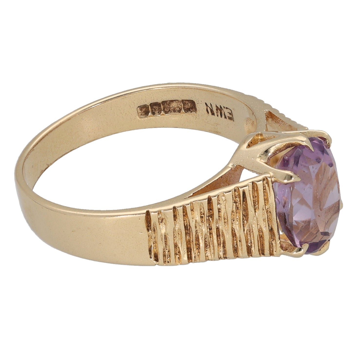 9ct Gold Amethyst Single Stone Ring Size O