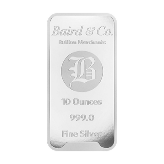 New Baird & Co Fine Silver 10oz Minted Bar