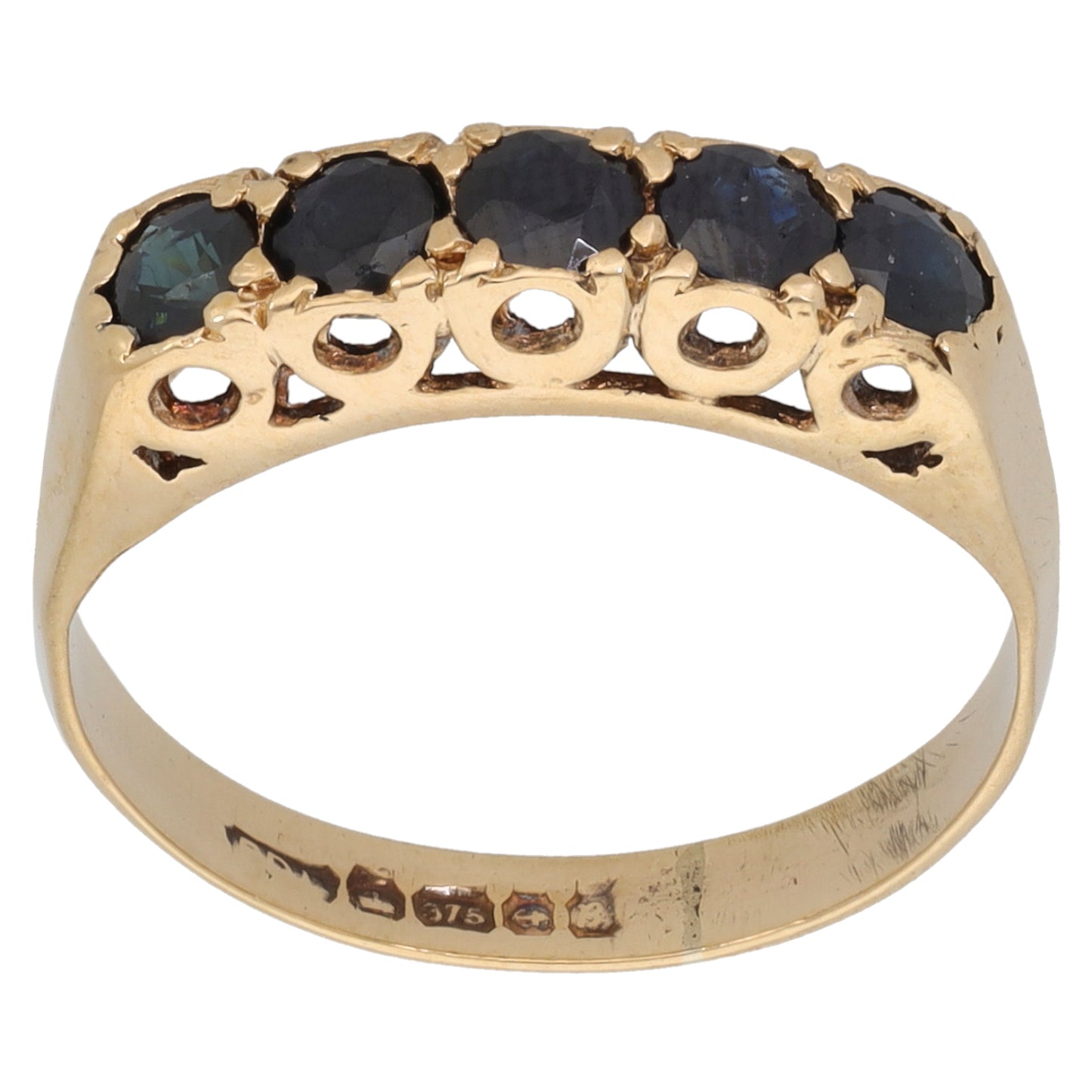 9ct Gold Sapphire Half Eternity Ring Size N