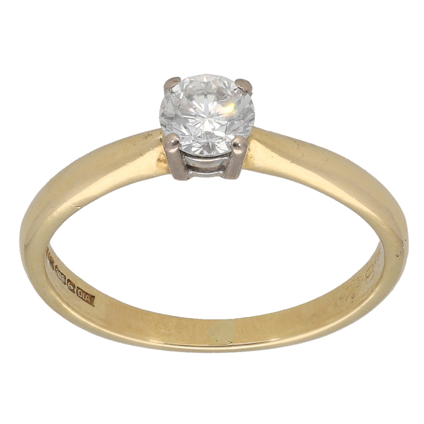 18ct Gold 0.39ct Diamond Solitaire Ring Size L