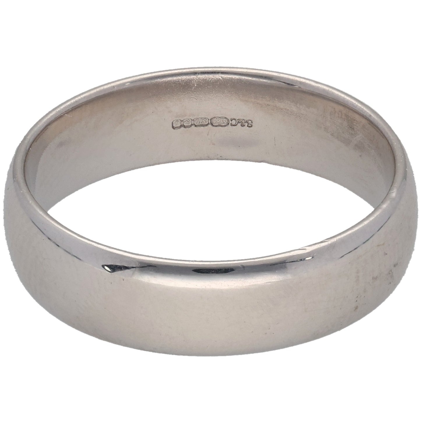 9ct White Gold Plain Wedding Ring Size R