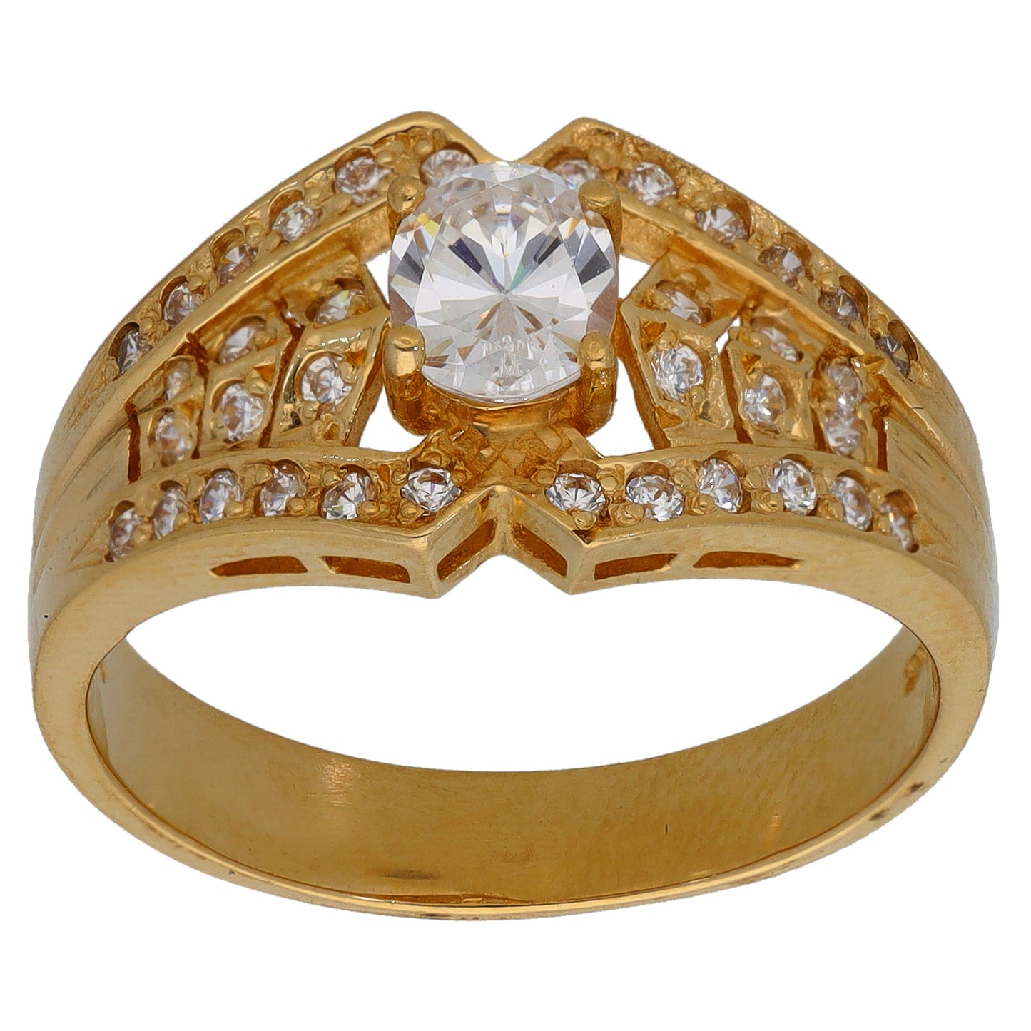 14ct Gold Cubic Zirconia Dress/Cocktail Ring Size R