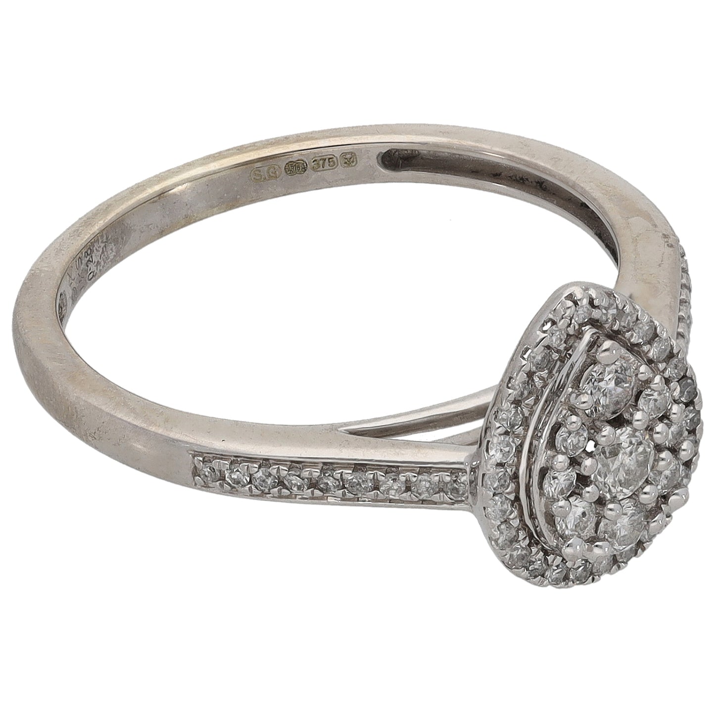 9ct White Gold 0.28ct Diamond Dress/Cocktail Ring Size O