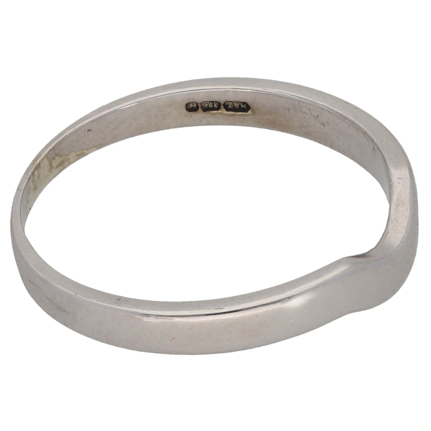 9ct White Gold Shaped Wedding Ring Size Q