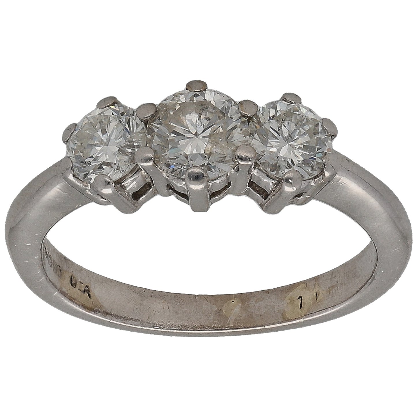 18ct White Gold 1.01ct Diamond Trilogy Ring Size K